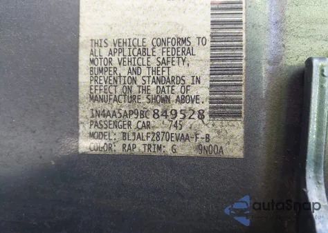 2011 Nissan Maxima 3.5 Sv z USA, uszkodzony, nr VIN 1N4AA5AP9BC849528